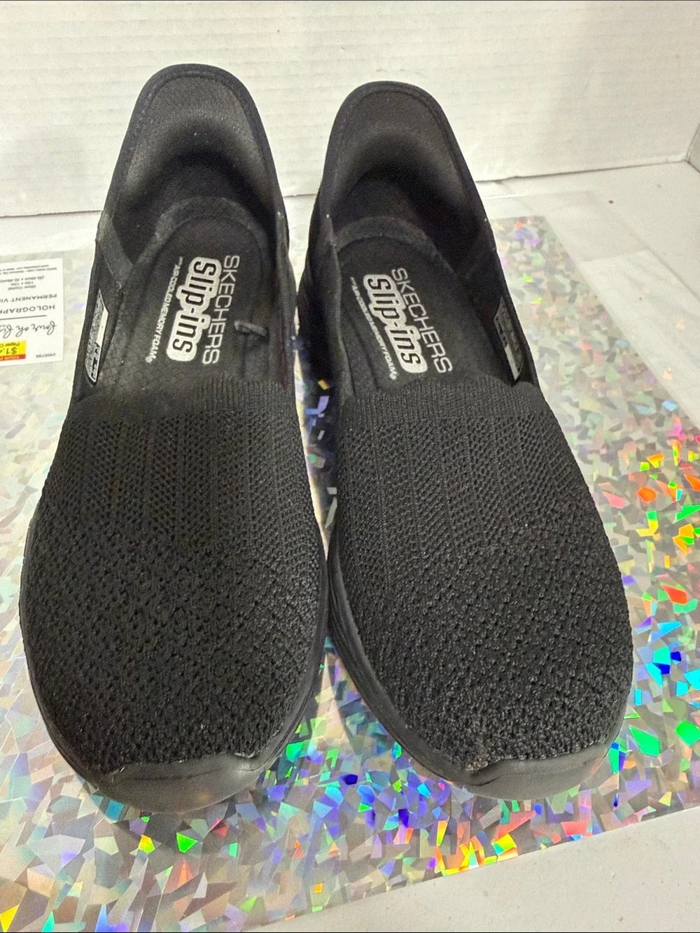 Skechers Black Slip-On Knit Flats for Women